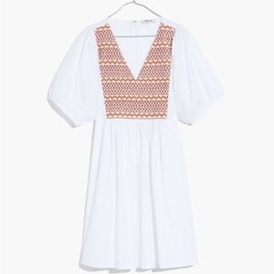 NWTMadewell Embroidered Poplin V-Neck Mini Dress
